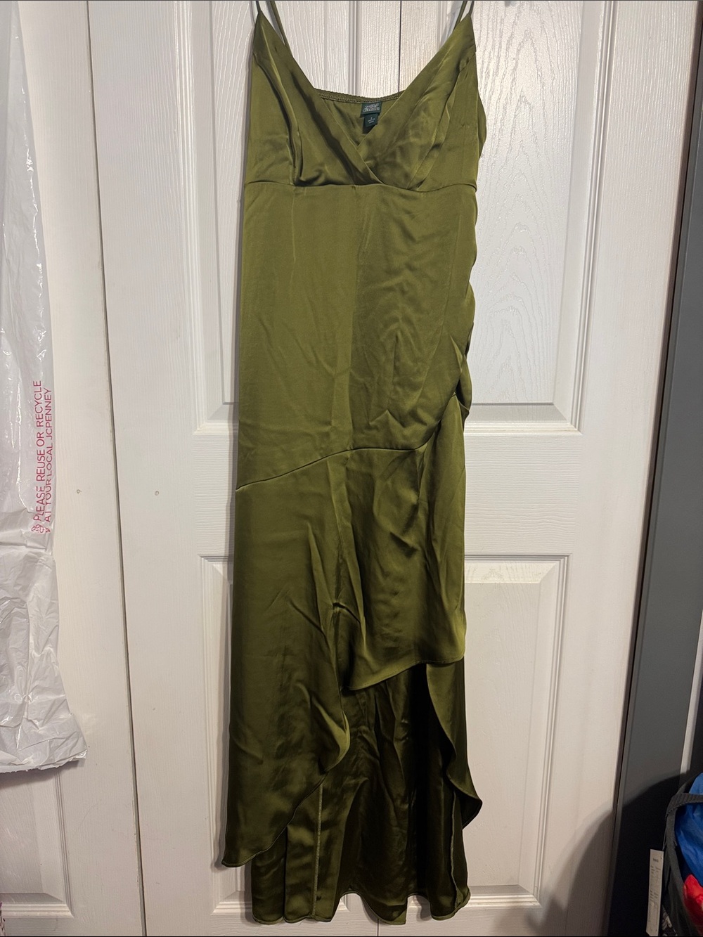 Green slip dress